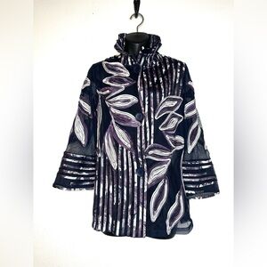 Chico’s Travelers Sheer Button Down 0 (4/6) Purple Art to Wear Artsy Boho